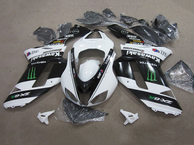 Cheap 2007-2008 Black White Monster Kawasaki ZX6R Replacement Motorcycle Fairings UK Cheap 2007-2008 Black White Monster Kawasaki ZX6R Replacement Motorcycle Fairings UK