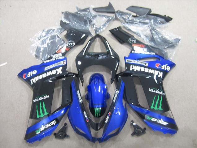 Cheap 2007-2008 Black Blue Green Monster Kawasaki ZX6R Bike Fairings UK Cheap 2007-2008 Black Blue Green Monster Kawasaki ZX6R Bike Fairings UK
