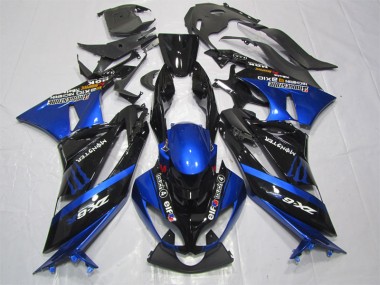 Cheap 2009-2012 Black Blue Monster Kawasaki ZX6R Motorcycle Fairing Kit UK