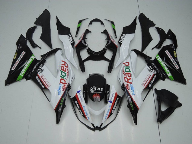 Cheap 2013-2018 Black White Rapid Hager Kawasaki ZX6R Motorbike Fairing UK Cheap 2013-2018 Black White Rapid Hager Kawasaki ZX6R Motorbike Fairing UK