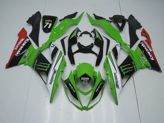 Cheap 2013-2018 Black Green White Monster Kawasaki ZX6R Bike Fairings UK Cheap 2013-2018 Black Green White Monster Kawasaki ZX6R Bike Fairings UK