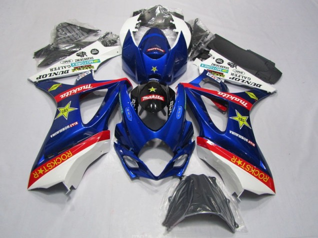 Cheap 2007-2008 Blue Red Rockstar Suzuki GSXR1000 Motorbike Fairing Kits UK