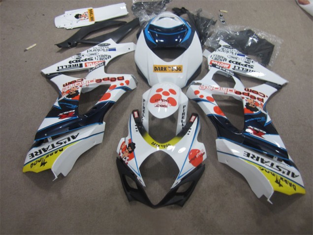 Cheap 2007-2008 White Blue Dark Dog Suzuki GSXR1000 Bike Fairing UK