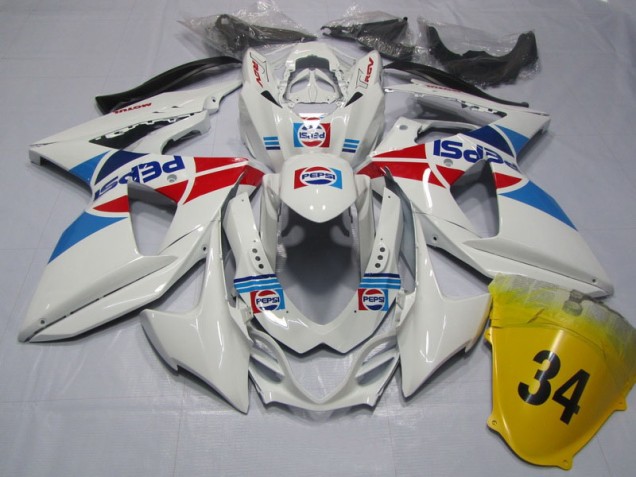 Cheap 2009-2016 White Pepsi 34 Suzuki GSXR1000 Motorcycle Fairings Kit UK Cheap 2009-2016 White Pepsi 34 Suzuki GSXR1000 Motorcycle Fairings Kit UK