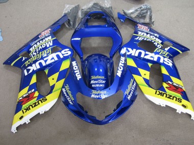 Cheap 2001-2003 Blue Yellow Telefumia Movistar Suzuki GSXR600 Motor Bike Fairings UK