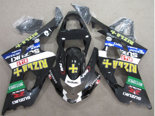 Cheap 2004-2005 Black Yellow Rizla Suzuki GSXR600 Moto Fairings UK