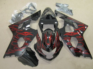 Cheap 2004-2005 Black Red Flame Suzuki GSXR600 Replacement Fairings UK