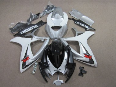Cheap 2006-2007 Black White Suzuki GSXR600 Motorcycle Fairing Kit UK