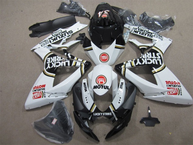 Cheap 2006-2007 Black White Lucky Strike Motul Suzuki GSXR600 Bike Fairing UK Cheap 2006-2007 Black White Lucky Strike Motul Suzuki GSXR600 Bike Fairing UK