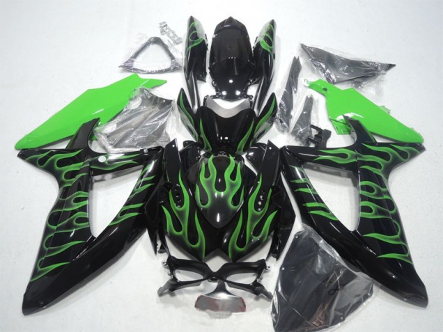 Cheap 2008-2010 Black Green Flame Suzuki GSXR600 Bike Fairings UK Cheap 2008-2010 Black Green Flame Suzuki GSXR600 Bike Fairings UK