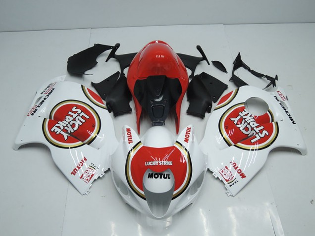 Cheap 1996-2007 White Red Lucky Strike Motul Suzuki GSXR1300 Hayabusa Replacement Motorcycle Fairings UK Cheap 1996-2007 White Red Lucky Strike Motul Suzuki GSXR1300 Hayabusa Replacement Motorcycle Fairings UK
