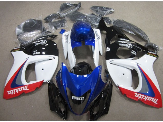 Cheap 2008-2019 White Blue Makita Suzuki GSXR1300 Hayabusa Moto Fairings UK