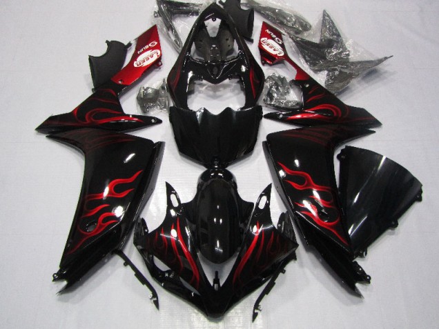 Cheap 2007-2008 Black Red Flame Yamaha YZF R1 Motorcycle Fairings UK Cheap 2007-2008 Black Red Flame Yamaha YZF R1 Motorcycle Fairings UK