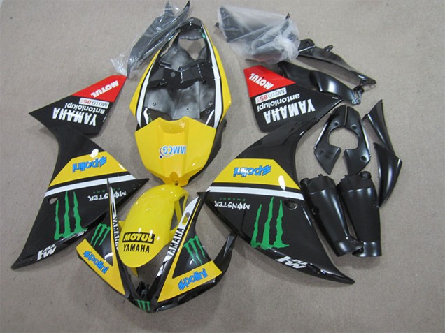 Cheap 2009-2011 Black Yellow Motul Monster Yamaha YZF R1 Bike Fairing UK