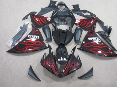Cheap 2012-2014 Black Red Flame Yamaha YZF R1 Motor Fairings UK