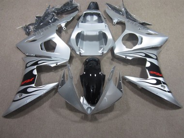 Cheap 2003-2005 Silver Black Red Decal Yamaha YZF R6 Motorbike Fairing UK