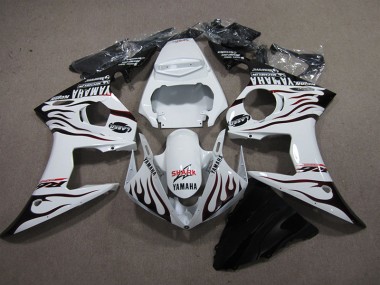 Cheap 2003-2005 White Black Flame Shark Yamaha YZF R6 Replacement Fairings UK